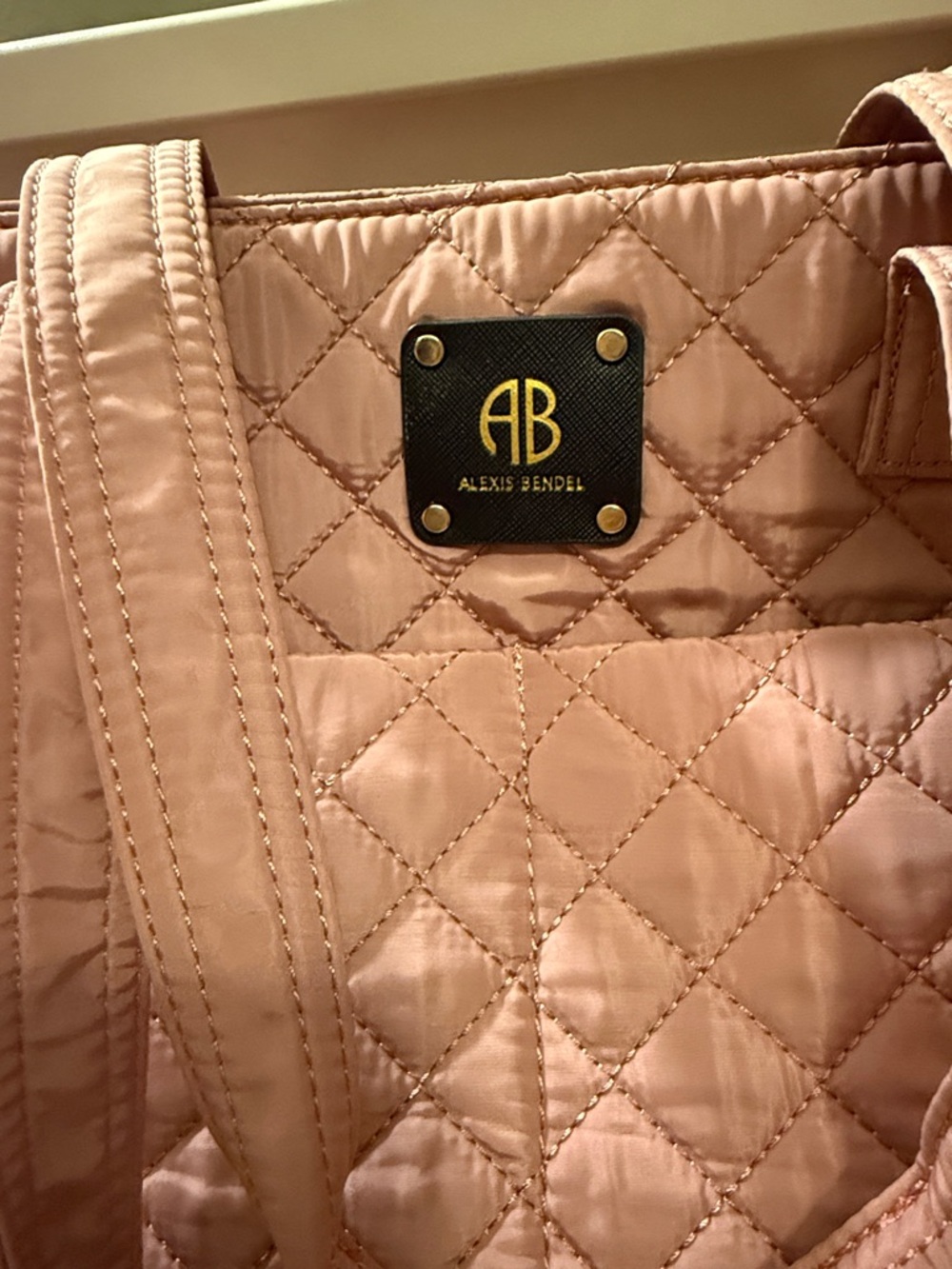 Alexis Bendel Quilted Blush Pink Tote with Logo Plaque - Picture 3 of 11